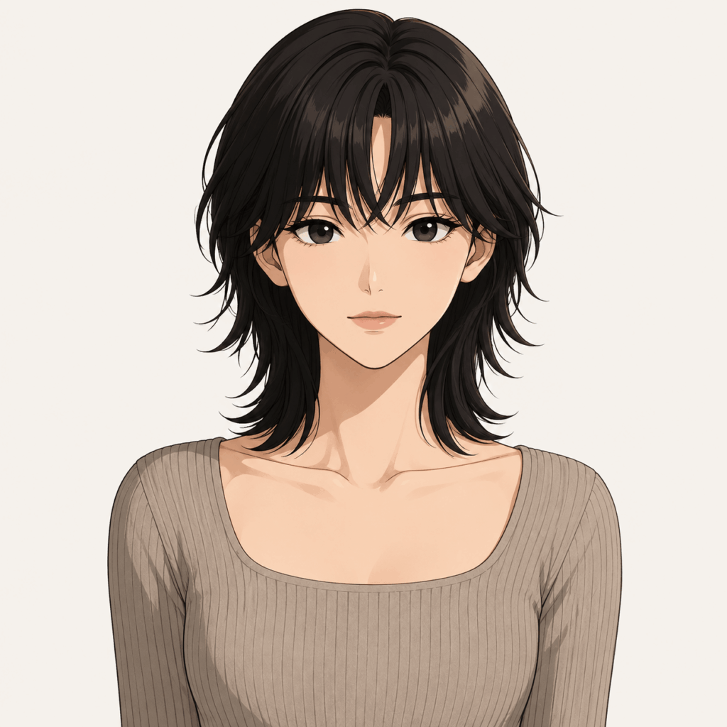 bu – WeShop AI Blog Generic anime avatar version of a woman with short black layered hair.
