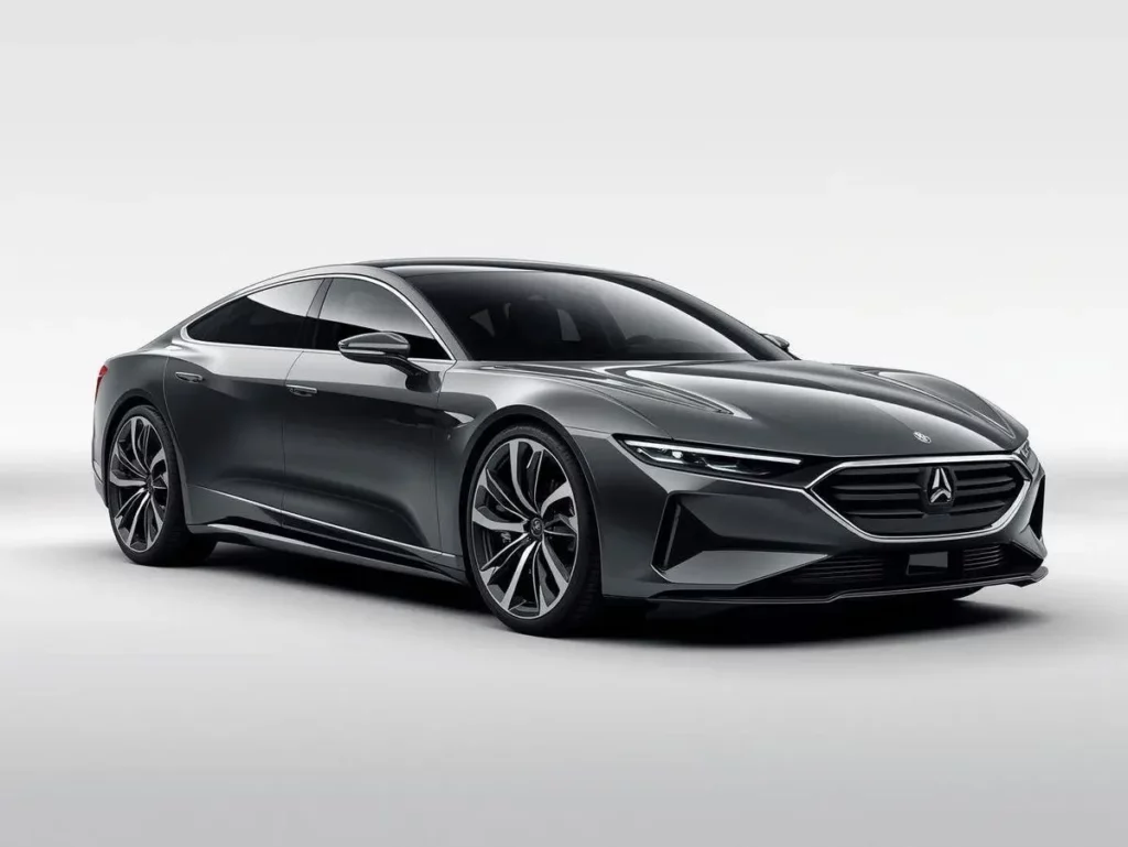 Dark gray luxury sedan shown in a clean studio car listing photo