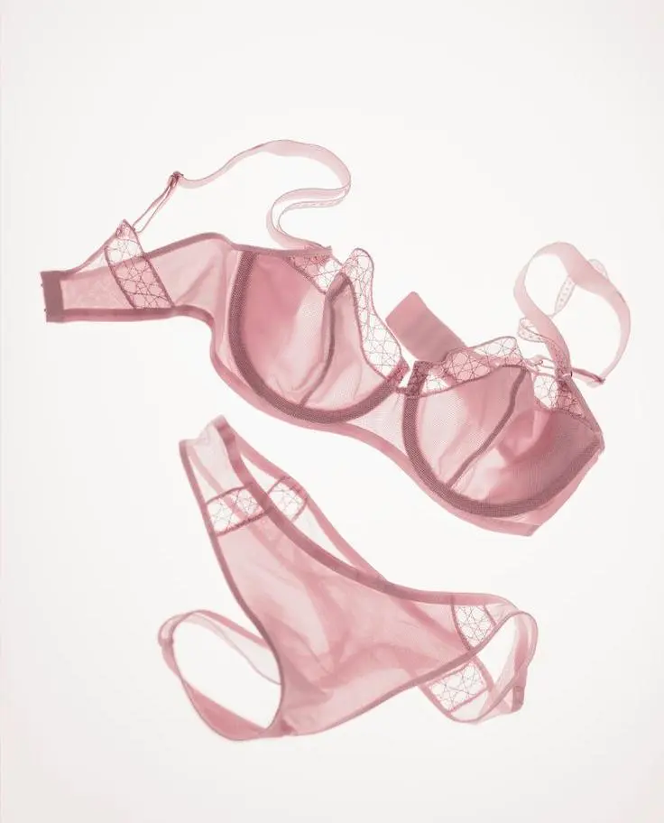 lb – WeShop AI Blog Pink sheer lingerie set product photo for AI try-on visualization.