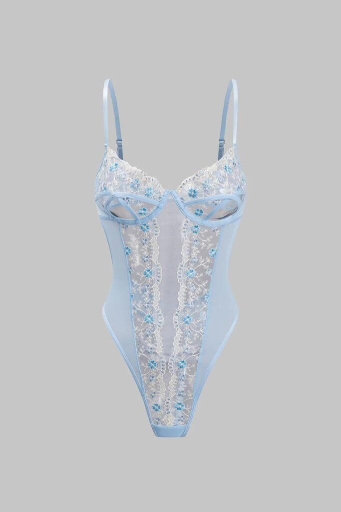 lc – WeShop AI Blog Blue lace bodysuit product reference for AI lingerie visual creation.